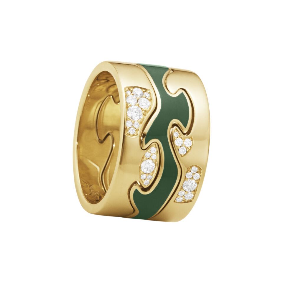 GEORG JENSEN - RING, FUSION ENDERING AB MED DIAMANTER 0,05-0,11 CT. GULT GULL - KOMBINASJON