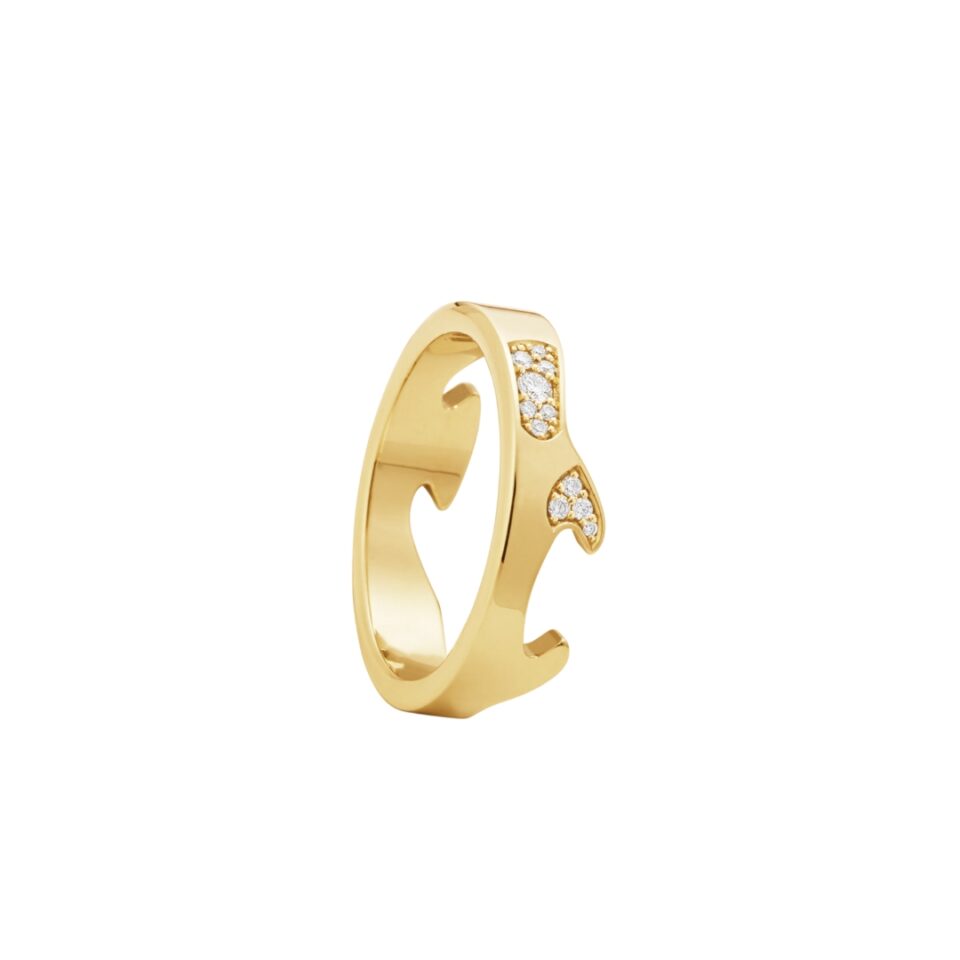 GEORG JENSEN - RING, FUSION ENDERING AB MED DIAMANTER 0,05-0,11 CT. GULT GULL