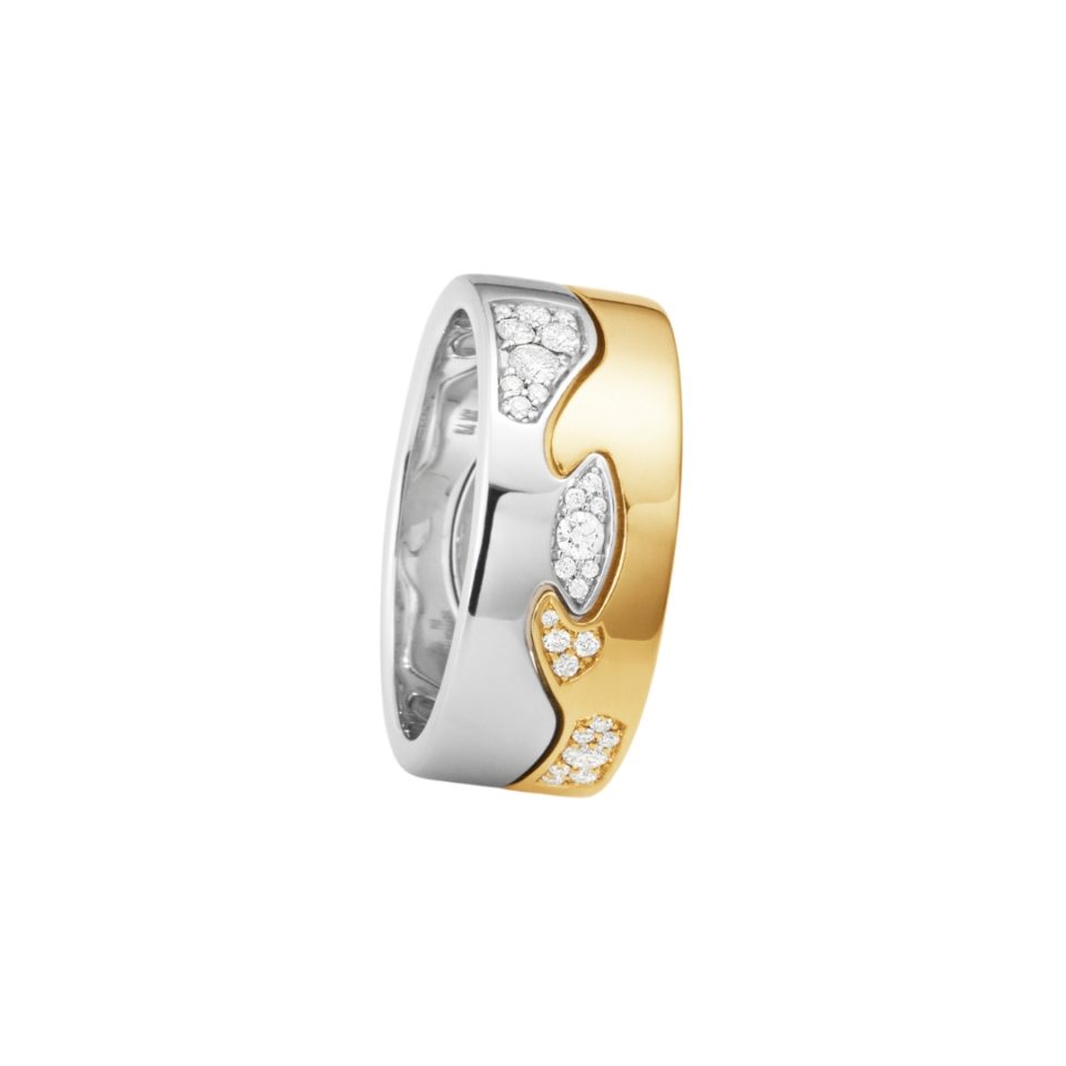 GEORG JENSEN - RING, FUSION ENDERING AA MED DIAMANTER 0,11-0,21 CT. HVITT GULL - KOMBINASJON
