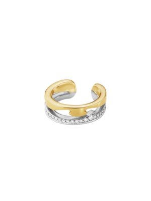 GEORG JENSEN - ØREDOBBER, FUSION EAR CUFF MED DIAMANTER 0,10 CT. GULT GULL OG HVITT GULL