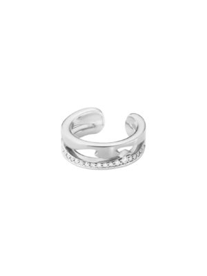 GEORG JENSEN - ØREDOBBER, FUSION EAR CUFF MED DIAMANTER 0,10 CT. HVITT GULL
