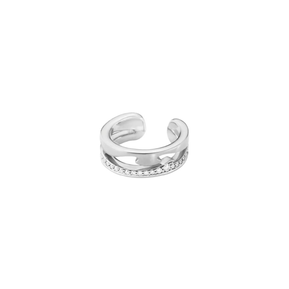 GEORG JENSEN - ØREDOBBER, FUSION EAR CUFF MED DIAMANTER 0,10 CT. HVITT GULL