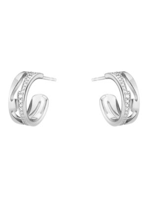 GEORG JENSEN - ØREDOBBER, FUSION HOOPS SMÅ MED DIAMANTER 0,19 CT. HVITT GULL