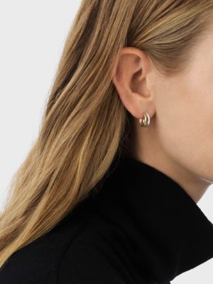 GEORG JENSEN - ØREDOBBER, FUSION HOOPS SMÅ MED DIAMANTER 0,19 CT. HVITT GULL OG ROSÉGULL - STYLING