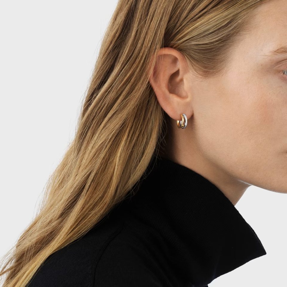 GEORG JENSEN - ØREDOBBER, FUSION HOOPS SMÅ MED DIAMANTER 0,19 CT. HVITT GULL OG ROSÉGULL - STYLING