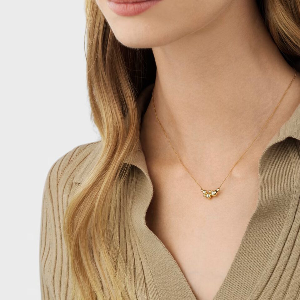 GEORG JENSEN - HALSKJEDE, MOONLIGHT GRAPES ANHENG MED DIAMANTER 0,09 CT. GULT GULL - STYLING