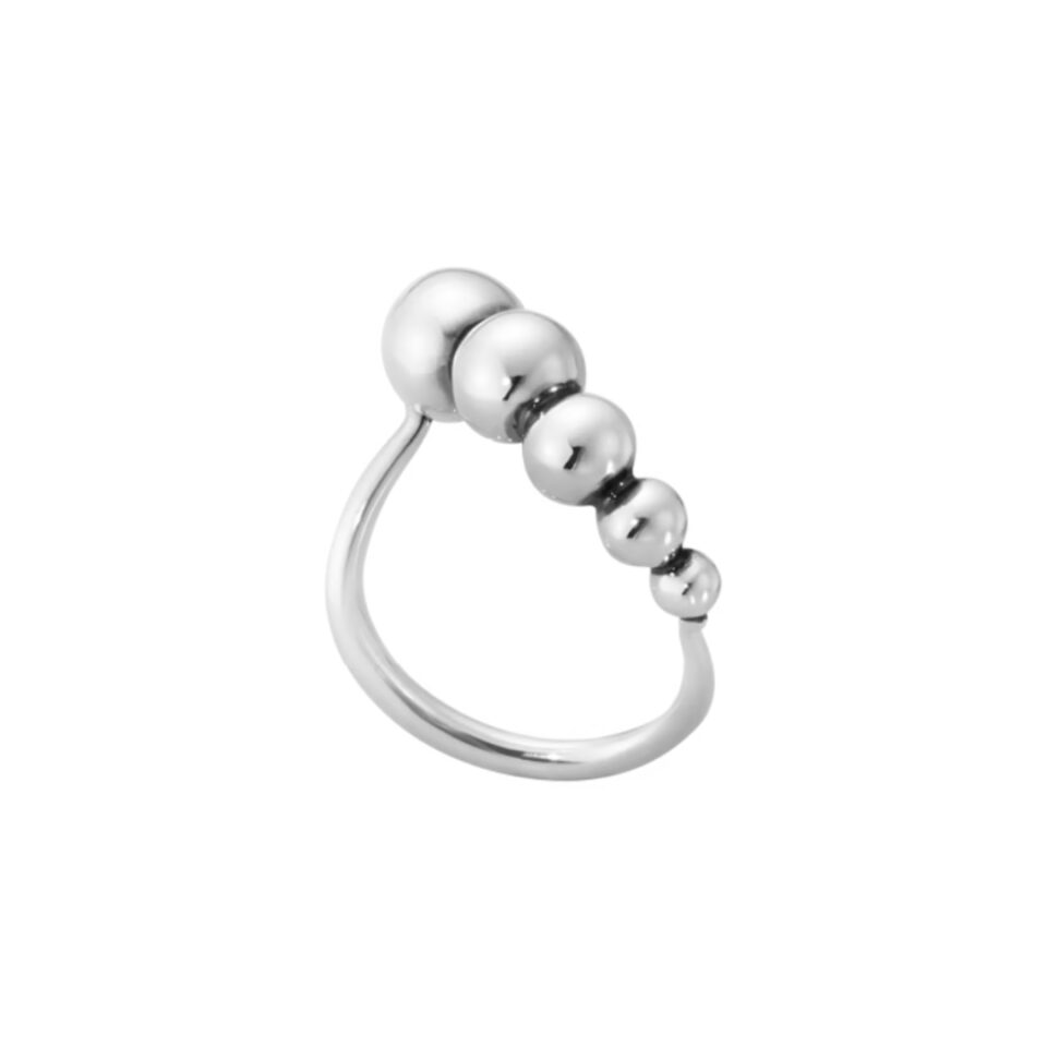 GEORG JENSEN - RING, MOONLIGHT GRAPES SLIM OKSIDERT SØLV