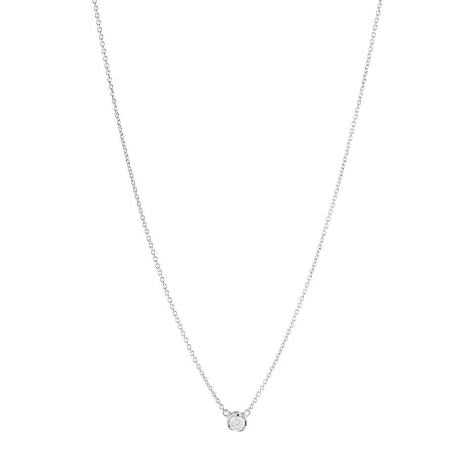 GEORG JENSEN - HALSKJEDE, SIGNATURE DIAMONDS SOLITAIRE ANHENG 0,10 CT. HVITT GULL