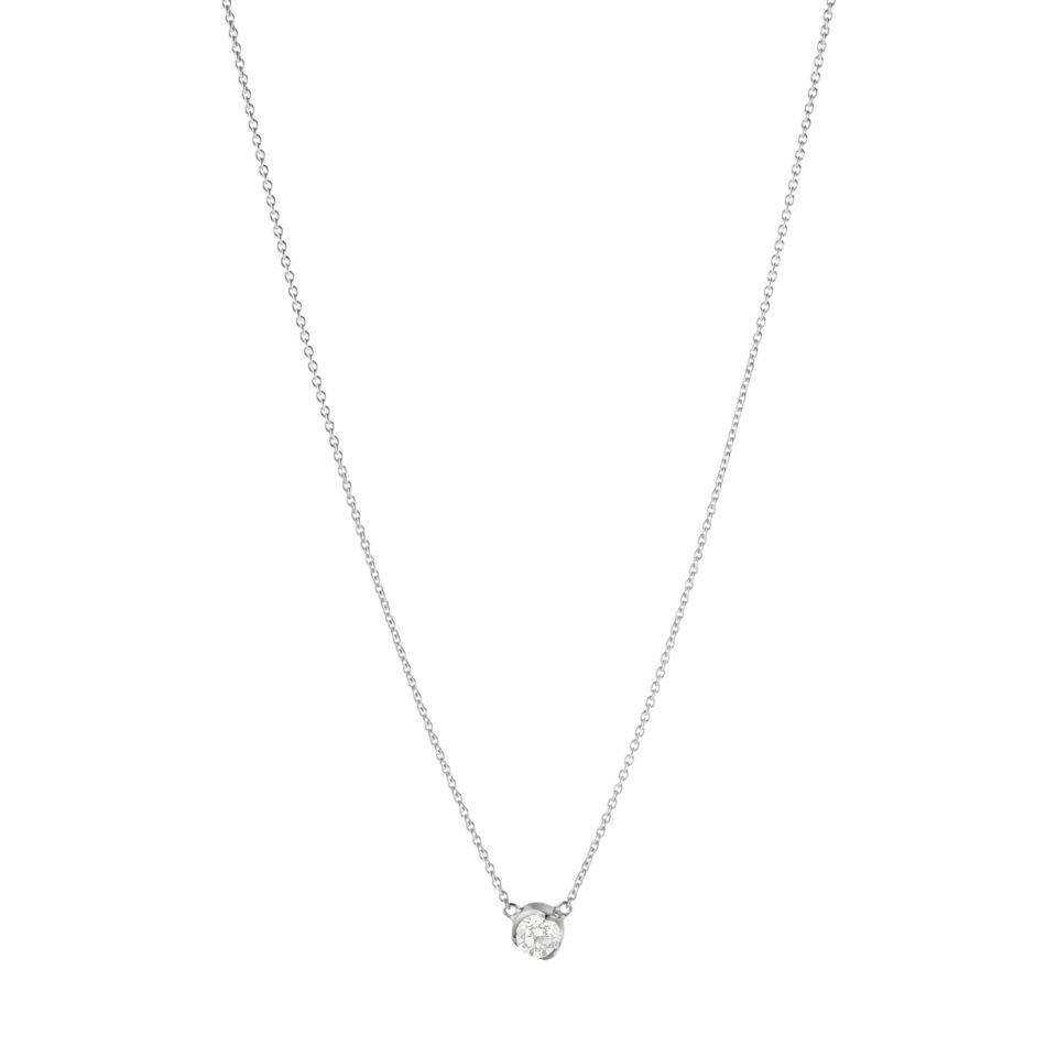 GEORG JENSEN - HALSKJEDE, SIGNATURE DIAMONDS SOLITAIRE ANHENG 0,20 CT. HVITT GULL