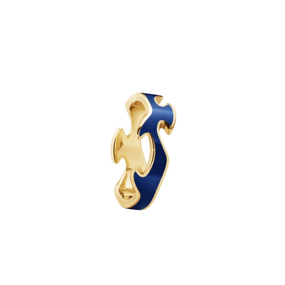 GEORG JENSEN - RING, FUSION CENTERRING BLÅ HYCERAM GULT GULL