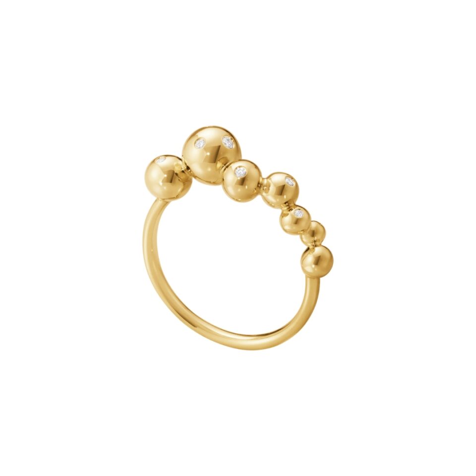 GEORG JENSEN - RING, MOONLIGHT GRAPES MED DIAMANTER 0,49 CT. GULT GULL