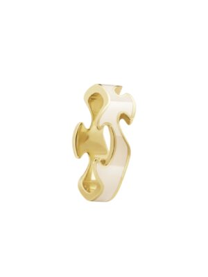 GEORG JENSEN - RING, FUSION CENTERRING KREMHVIT HYCERAM GULT GULL