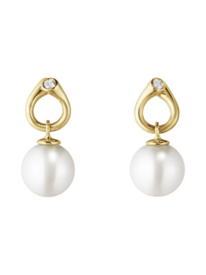 GEORG JENSEN - ØREDOBBER, MAGIC MED PERLER OG DIAMANTER 0,04 CT. GULT GULL