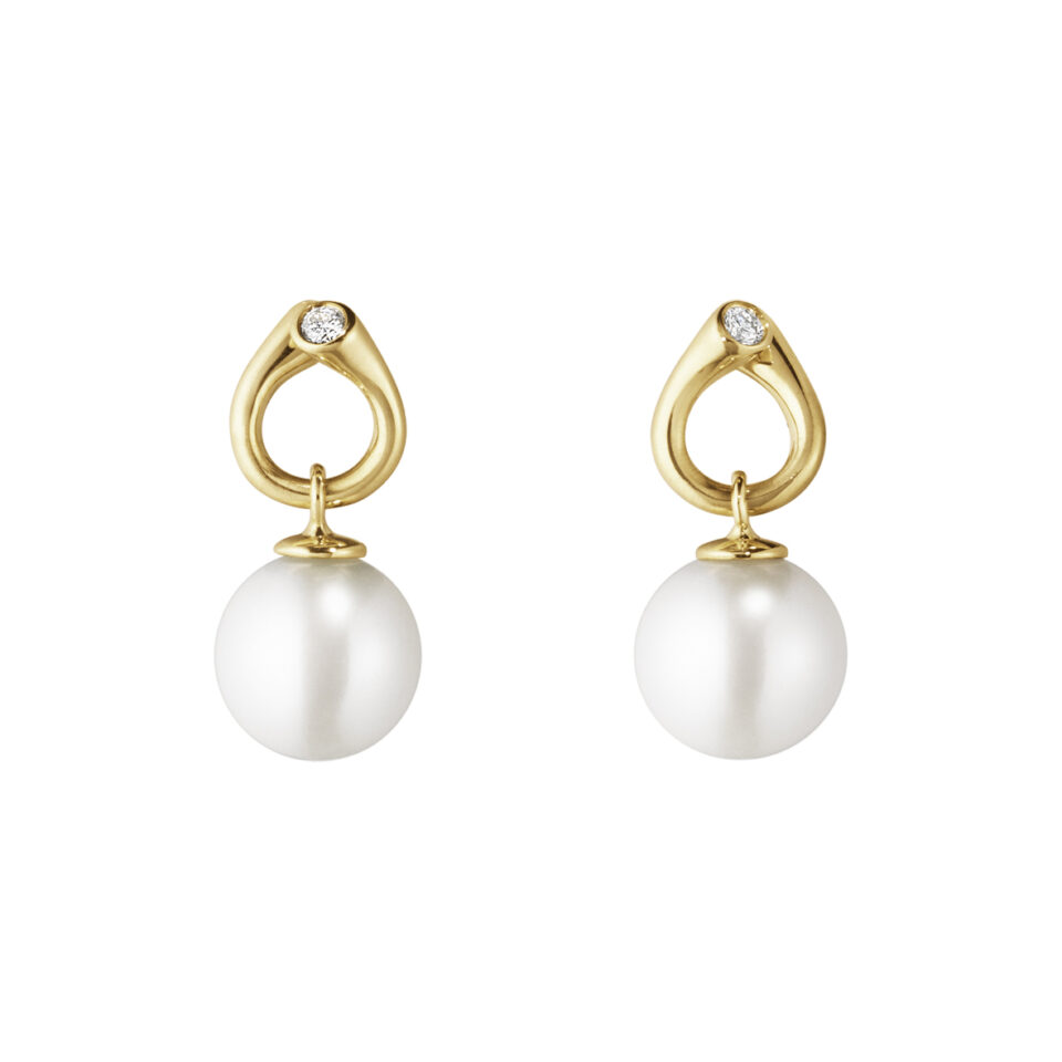 GEORG JENSEN - ØREDOBBER, MAGIC MED PERLER OG DIAMANTER 0,04 CT. GULT GULL