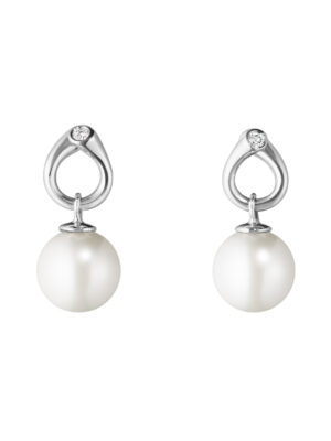 GEORG JENSEN - ØREDOBBER, MAGIC MED PERLER OG DIAMANTER 0,04 CT. HVITT GULL