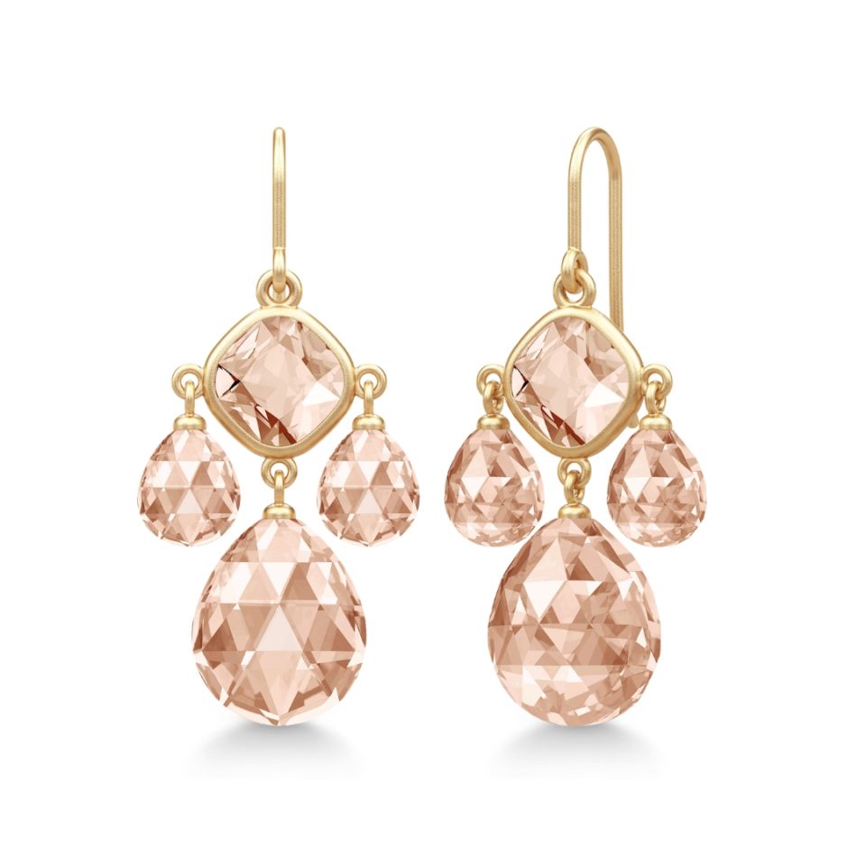 JULIE SANDLAU - ØREDOBBER, OLIVIA CHANDELIER PEACH MORGANITE