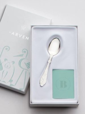 ARVEN - STORK BABYSKJE I SØLV - GAVEESKE