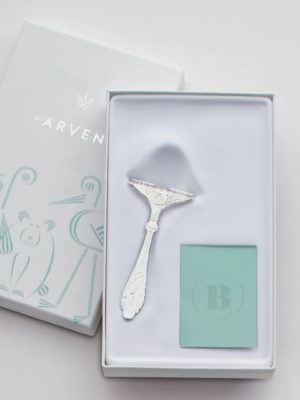 ARVEN - STORK SKYVER I SØLV - GAVEESKE