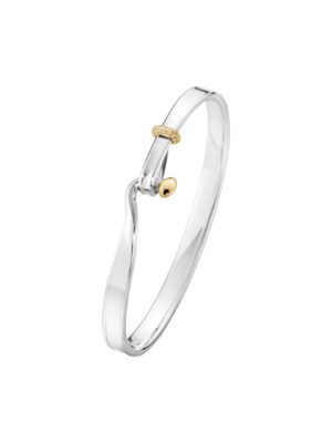 GEORG JENSEN - ARMRING, TORUN BANGLE SØLV OG GULT GULL MED CHAMPAGNEFARGET DIAMANTER 0,08 CT.